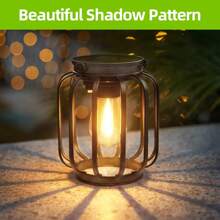 RANGDONG 1pc/2pcs Solar Lantern Outdoor Light, Upgraded Metal Solar Lantern Lamp, IP65 Waterproof Pendant Light For Courtyard, Garden, Patio, Walkway Decor