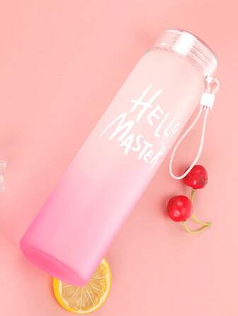 1pc Personalized Fashion Gradient Color Straight Body Matte Plastic Cup With Strap Outdoor Leisure Portable Water Bottle Back To School