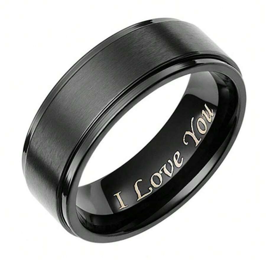 I Love You Engraved Ring Hypoallergenic Men Stainless Steel Valentine's Day - Ring - View 1