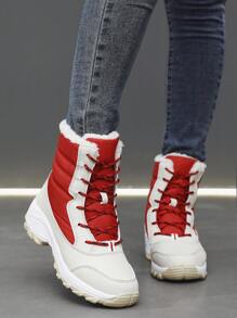 2025Snow Boots Women Platform Boots Non-Slip Women Winter Shoes Fur Warm Ankle Boots For Women Wedges Waterproof Thigh High Boots - Red - View 1