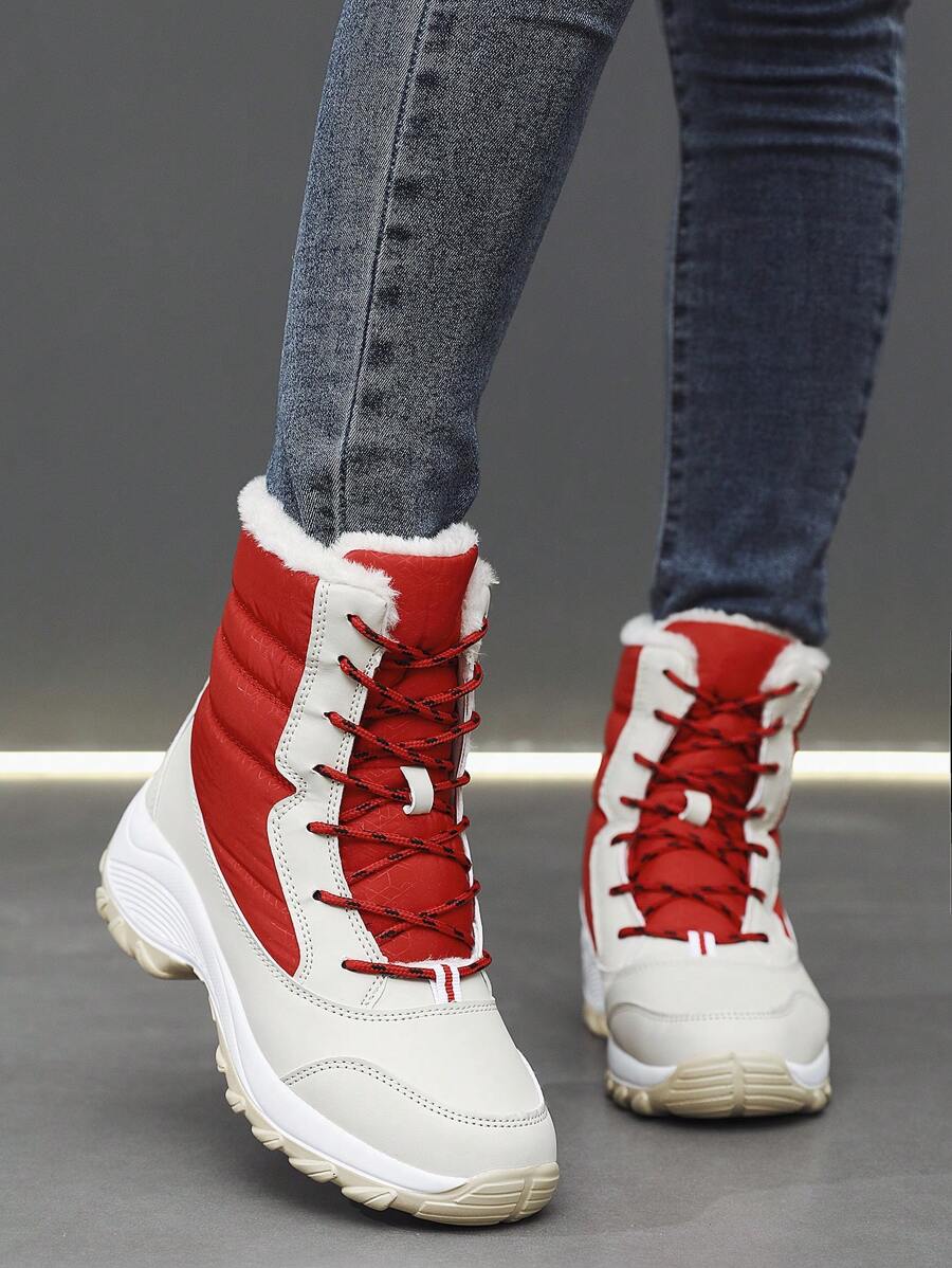 2025Snow Boots Women Platform Boots Non-Slip Women Winter Shoes Fur Warm Ankle Boots For Women Wedges Waterproof Thigh High Boots - Red - View 1