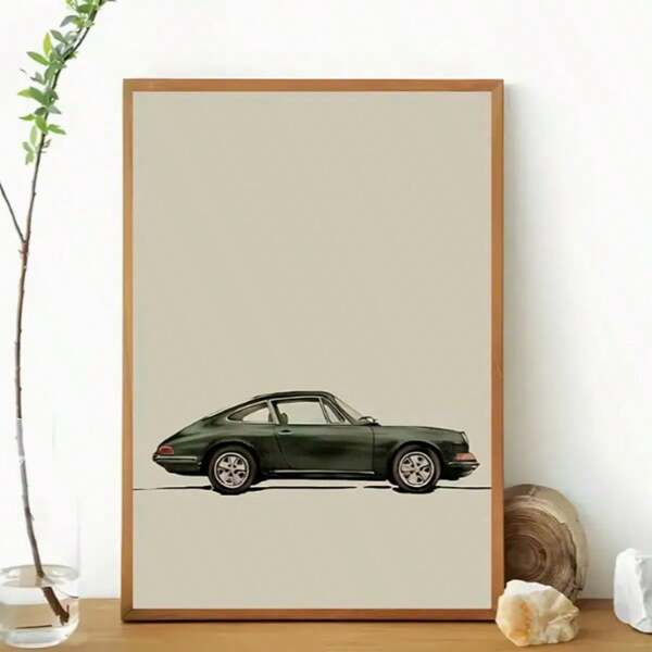 1 pezzo Stampa artistica su tela di un'auto sportiva classica verde, cartellone d'epoca di auto, regalo ideale per gli appassionati di auto, decorazione a parete senza cornice per casa, camera da letto, cucina, soggiorno, bagno, hotel, caffè, ufficio, perfetto per decorazioni primaverili!