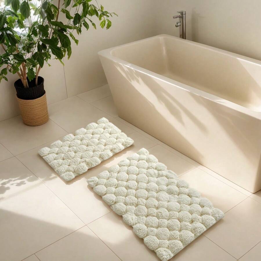 2-Piece Bathroom Rug Set, 17 X 20 And 20 X 30, Cotton - White - View 1