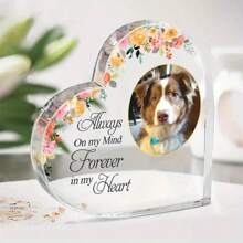 Personalized Pet Memorial Acrylic Heart Plaque - Curved Heart-Shaped Remembrance Keepsake For Pets-5 Styles ,Loss Of Dog Or Cat Sympathy Tribute, Customizable Desk Decor Celebrating Beloved Animals - For Pet Lovers - Memorial Gift For Pet Loss