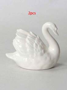 1pc Black & White Ceramic Swan Figurine, Creative Decor For Living Room, Study, Animal Succulent Planter