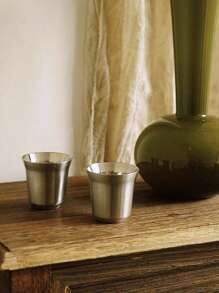 Taza de espresso de acero inoxidable de 80ml, taza de café en cápsula con acabado brillante, taza de té