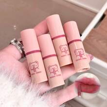 4 件套迷你泰迪熊唇彩套装 - 哑光天鹅绒唇膏，易于涂抹，持久液体唇膏，适合女性和学生 - 四支快樂小熊唇釉 - 查看 5