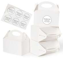 10 件/4 件可选白色派对礼盒/棕色派对礼盒，空白糖果饼干礼盒 DIY 礼品袋零食糖果纸板山墙盒带手柄，适合生日派对礼物赠送淋浴装饰 - 棕色 - 查看 3