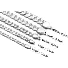Collar de cadena de plata de ley 925 para hombre, longitud de 40-75cm, con cierre de langosta, regalo para compromiso y aniversario