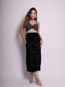 2025BR NEW Sequined Skirt - Black - View 1