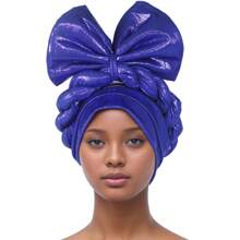 1pc New African Nigerian Traditional South American Muslim Black People Turban Headdress With Braids & Bow Decor - A - View 10