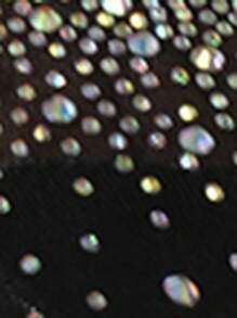 Sandali estivi alla moda da donna con sciarpa da testa, scarpe con cinturino e tacco medio spesso, superficie in rete con strass e design traforato