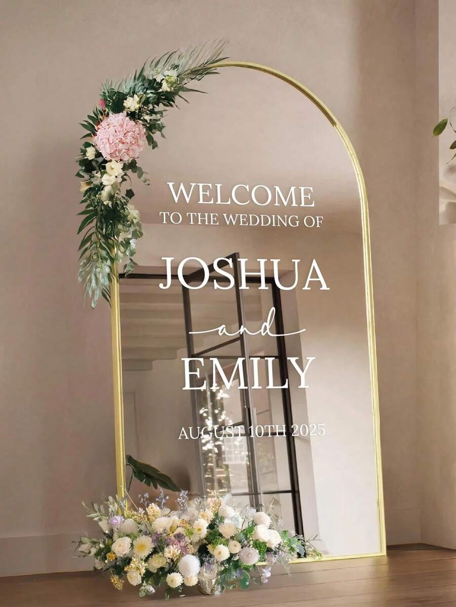 Customized Mirror Sticker Wedding Seating Chart Decal - Wedding Sign Decor DIY Wedding Decals - Seating Chart Mirror Decal Welcome To The Wedding Of Mirror Decal - Custom Mirror Lettering Decal Sticker - Just Married - Wedding Marriage Decoration/ Modern Wedding Welcome Sign /Personalized Couples Names And Dates/Mirror Decal-Bridal Shower/Wedding Mirror Vinyl Decal