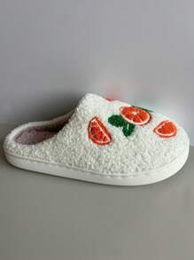 Giày bốt mặt cười màu vàng thu đông mới, trái tim ombre, cam, dép lê dày nhung nơ cà phê, dép đi trong nhà ấm áp thoải mái cho cặp đôi, dép vải dày chống trượt cho phụ nữ sau sinh - trái cam - Xem 4