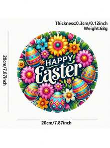 Cartel de bienvenida de madera con huevos y conejito de Pascua - Decoración colgante redonda hecha a mano para fiesta de primavera, decoración de puerta principal de estilo granja
