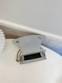 时尚设计手提包单肩包斜挎包闪亮亮片女士斜挎包 - 銀色 - 查看 10