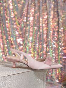 Women's Spring, Summer, Autumn New Bow Decor Pointed Toe Ankle Strap Soft Comfortable Peep Toe Sandals - Pink - View 3