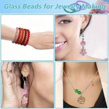420 pièces Kit de perles rondes en verre pour la création de bijoux, bracelets, colliers, boucles d'oreilles, artisanat, cadeaux (couleurs aléatoires)