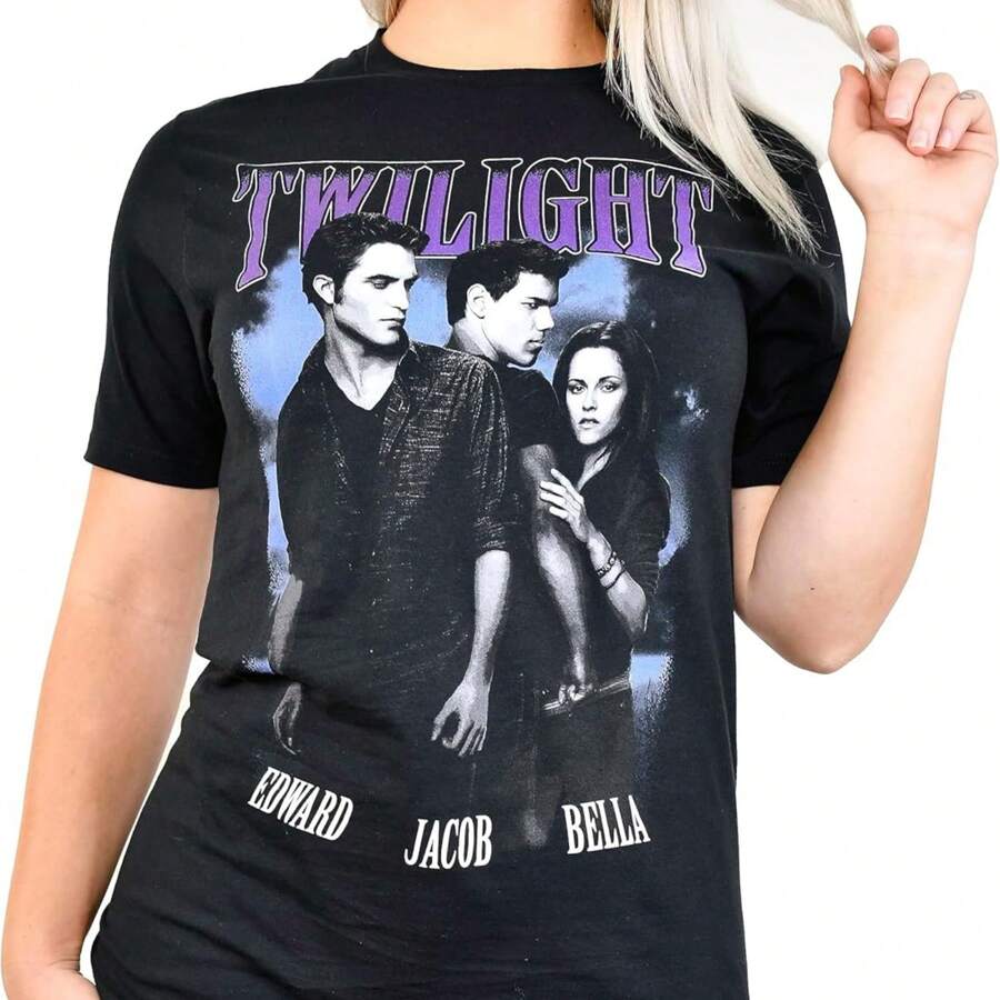 Twilight Edward Bella And Jacob Mens Adult T-Shirt - Black - View 1