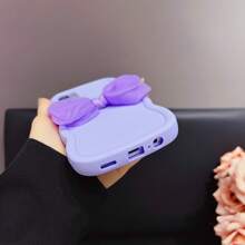 1pc Candy Wavey Shape Smooth Oil Painting, Cute Bow Decor Phone Case, Full Coverage Anti-Drop Protective Cover Compatible With Iphone 16/15 Pro Max, Redmi Note 11 4G, Galaxy A55, Infinix Note 30, Moto E30, Floral Decor, Faux Pearl Embellishment, Minimalist Design, Suitable For Daily Use And Outdoor Carrying, Perfect Protection For Your Phone