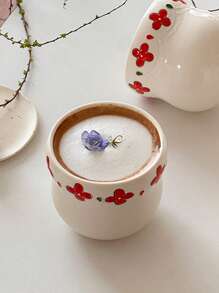 1 szt. 330 ml czerwony ceramiczny kubek z uchwytem, kubek do latte z wytłoczonym wzorem 3D, kreatywny kubek śniadaniowy w stylu chińskim, odpowiedni do mleka, herbaty, soku, deseru, do domu, biura, prezent noworoczny, pamiątka, prezent urodzinowy, restauracja, kuchnia