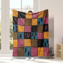 Nightmare Before Christmas Sally Patchwork Print Flannel Throw Blanket - Cozy All Season Soft Blanket For Couch, Bed & Halloween Decor | Ideal Gift For Gothic Fans, Movie Lovers & Spooky Season Enthusiasts - 白色 - 查看 8