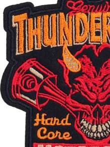 1个红色火焰公牛字母盾形徽章涤纶面料DIY刺绣贴片，适用于四季服装、服饰、鞋子和配饰装饰 - 彩色 - 查看 7