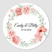 UNICCUT Customized Round Wedding Invitation Stickers, Can Add Your Name And Date, Sealing Sticker For Candy Gifts, Gift Box Paper Labels, Adhesive,Graphic Print - Multicolor - View 14