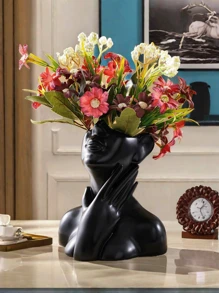 1 pezzo Vaso in ceramica con figura femminile in stile nordico, busto di donna, vaso bohémien femminista minimalista, decorazione moderna in stile nordico, adatto per decorazione di casa, soggiorno, ufficio, libreria, decorazione per la scuola, forniture scolastiche, vaso per fiori, vaso in vetro