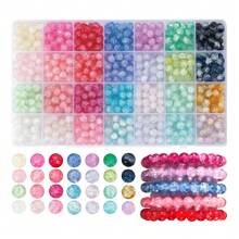 420pcs 8mm Snowflake Crack Glass Beads Jewelry Making Kit For DIY Earrings, Friendship Bracelet, Necklace Jewelry Making, Daily Use Gift Beading Set (Random Colors) - Snowflake Crack - View 1