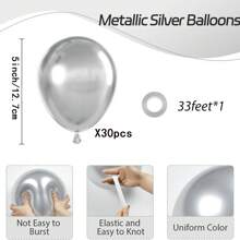 10/20/30/40/50个装金属银色气球，尺寸分别为18/12/10/5英寸，镀铬银色乳胶气球，适用于毕业典礼、婚礼、迎婴派对、迪斯科、生日派对装饰。 - 金屬銀色 - 查看 9