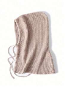 1 pezzo Set di berretto lavorato a maglia e sciarpa per donna, design a balaclava, caldo e antivento per l'autunno/inverno, colletto staccabile alla moda