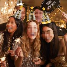 6-24 Pieces Of 2025 Graduation Decorations, Black Gold Party Hats, Black Gold Party Paper Hats, Adult New Year Party Hats, Birthday Party Decoration Sets