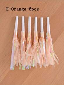 6 قطع صفارات الحفلات المزخرفة بالبريق المعدني والشرائط للحفلات ، صفارات نفخ لأعياد الميلاد، التخرج، وحفلات الرياضة، أعياد الحب، حفلات الزفاف، والأعياد