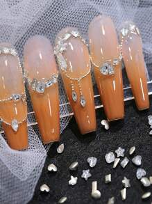 100/200 件闪亮锆石指甲宝石 3D 扁平指甲水钻 2-4 毫米迷你指甲水钻闪光银白色多形状指甲钻石指甲水晶指甲装饰指甲首饰 - 白色 - 查看 5