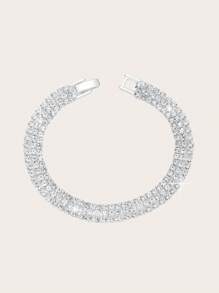 Eenvoudige en explosieve high-end superglimmende diamanten ketting oorbellen armband set modieuze sleutelbeenketting bruidssieraden driedelige set - geschikt voor dagelijks gebruik door vrouwen, bruiloften, feesten, enz.