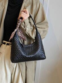 1 st Casual mångsidig underarmsväska med halsduk - Svart - Visa 6