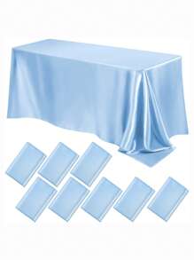 1pc Satin Tablecloth, Rectangular Tablecloth, Shiny Tablecloth, Smooth Material Tablecloth, Suitable For Christmas, Wedding, Party, Birthday Party Table Decoration (Navy Blue) - Multicolor - View 26