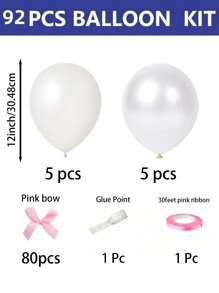 92/102个透明泡泡球，12英寸白色乳胶气球，带黑色蝴蝶结装饰，适用于打孔、拍照、情人节礼物、婚礼装饰、派对装饰、生日派对、周年纪念、夏季海滩、返校季、文具、房间装饰 - 粉色 - 查看 5