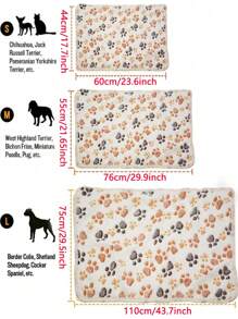 1 Piece Puppy Blankets Super Soft Warm Sleep Mat Paw Print Blanket Fluffy Premium Fleece Pet Blanket Flannel Throw Dog Blankets For Small Dogs Puppy Cat - White - View 3