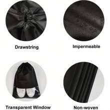 Sac de voyage pour chaussures, sacs de rangement pour chaussures non tissés avec fenêtre transparente pour un usage quotidien et les voyages (Blanc/Gris/Rose/Noir)