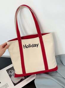 定制帆布手提包，刺绣字母设计手提包，适合作为教师礼物、新娘派对礼物、伴娘礼物 - 彩色 - 查看 12