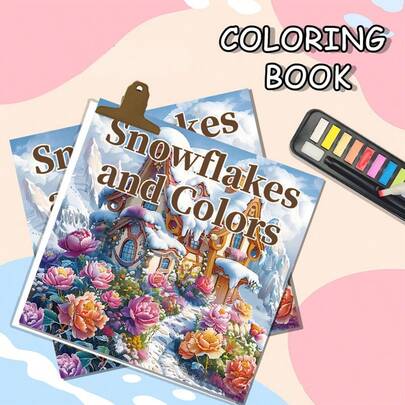 1pc Showfiakes And Colors Coloring Book For Adults, Nature Pattern Design,Thick Coloring Paper, Art Supplies For Anxiety, Stress Relief, And Relaxing Back To School ﻿