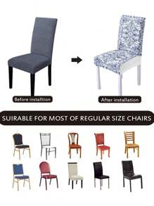 4/6pcs Bohemian Style Milk Silk Printed Elastic Removable Washable Chair Covers, Suitable For Restaurants, Hotels, Ceremonies, Festivals Decoration