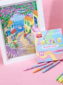 Guang Na 1 Set Of 24 Pcs Professional Skin Color And Anime Color Acrylic Paint Markers Pens, DIY Graffiti Quick Drying And Anti Penetrate, Colors Can Be Stacked, Powerful Coverage, Suitable For School Opens And Back To School Season Gifts, T-Shir/Canvas Shoe Mysterious Coloring, Outdoor Sketching, Handicraft Artists, School Supplies Colouring Pens, Drawing Art Supplies Felt Tip Pens Stationery Set - Multicolor - View 10