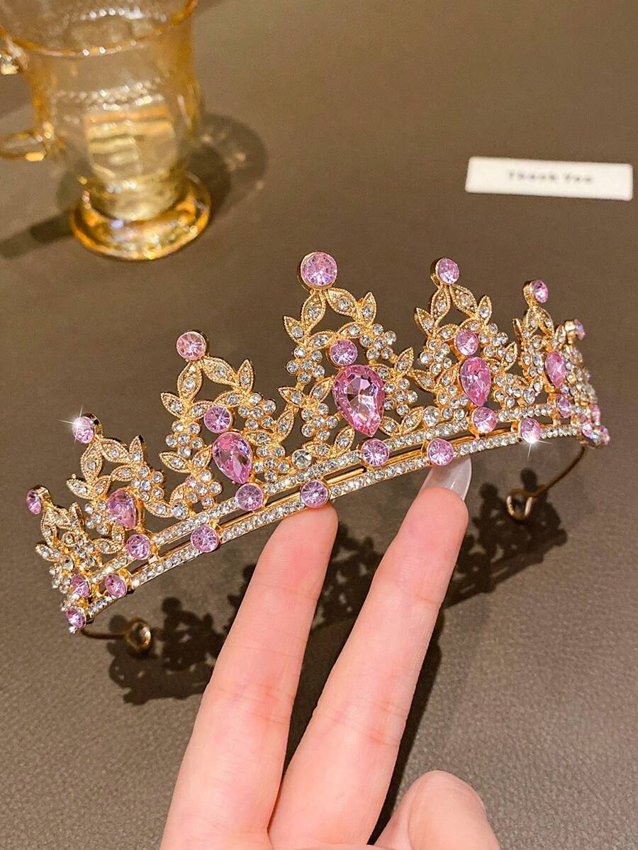 1pc Golden Crown Fashion Headpiece, Suitable For Birthday And Performance