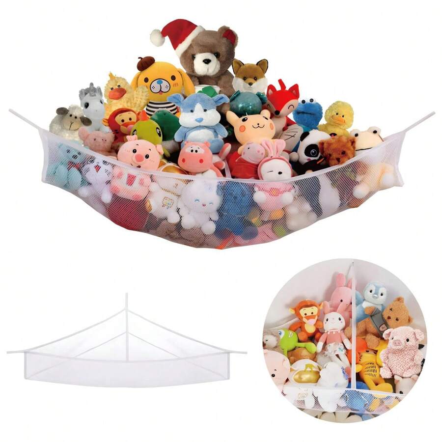 X-Large Stuffed Animal Net Hammock Corner (Min 3'6" Right-Angled Corner Space Each Side) Toy Organizer For Plushies Hanging Holder For Organizing Your Teddy And Squishmallow - Multicolor - View 1