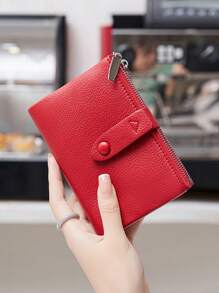 MIYIN Soft Leather Wallet Ladies Bifold Slim Wallets Credit Card Holder With Double Zipper Pocket Wallet Purse Wallet Mini Wallet Small Wallet