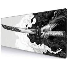 BHJLAXR Black And White Japanese Samurai Sword Game Mouse Pad XL, Extended Large Mouse Pad Desktop Pad, Stitched Edge Mouse Pad, Long Mouse Pad, 31.5 X 11.8 Inches