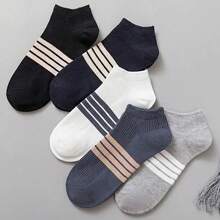5 Pairs Men's Fashionable Odor-Resistant, Moisture-Wicking Low-Cut Socks, Comfortable & Breathable, Suitable For Spring & Summer - Multicolor - View 5